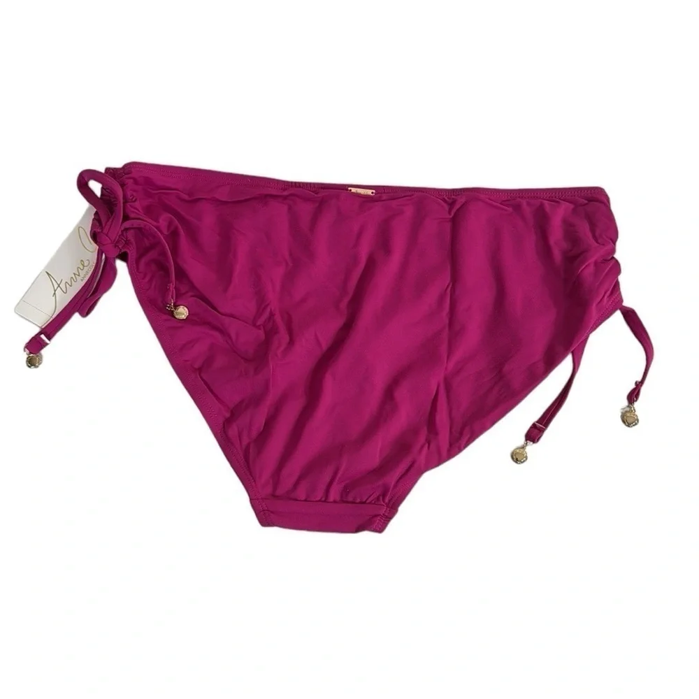 Anne Cole Women's XL Alex Bikini Bottom Berry Pink‎ Rusched Sides NWT